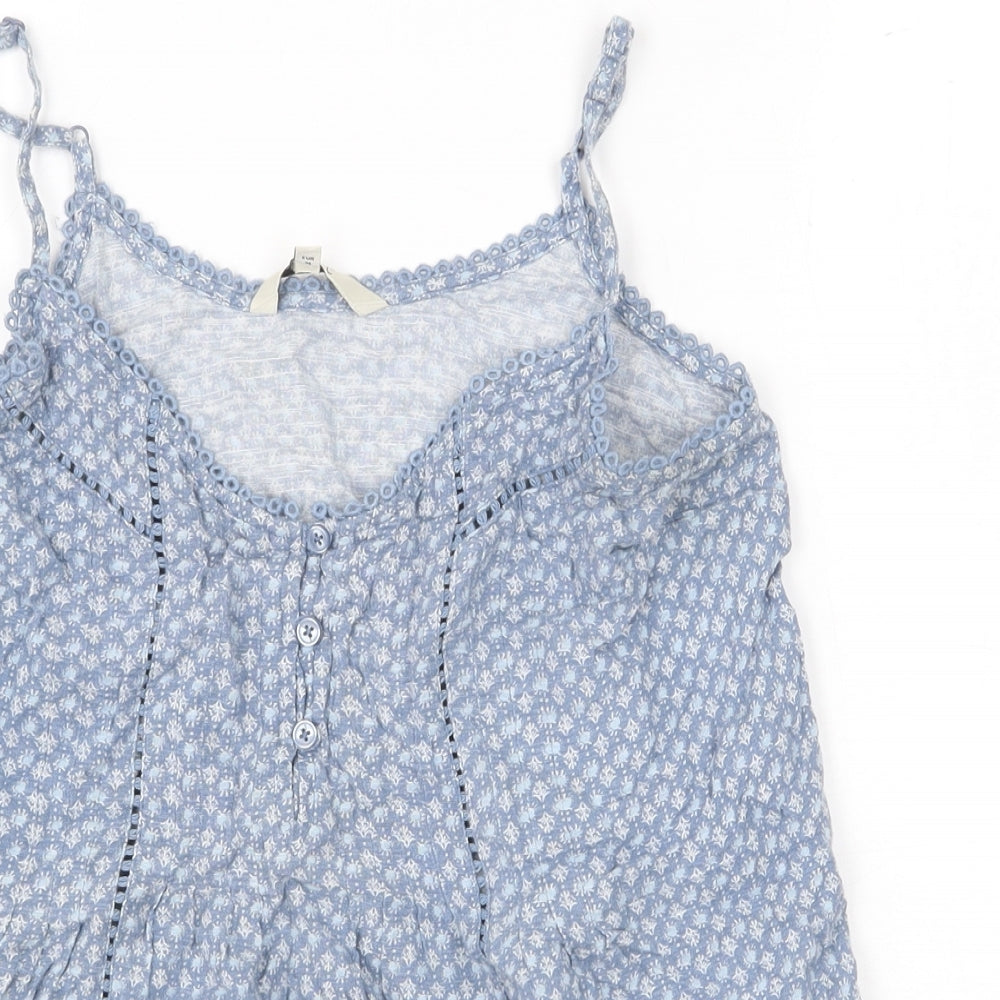 NEXT Womens Blue Geometric 100% Cotton Camisole Blouse Size 6 Scoop Neck