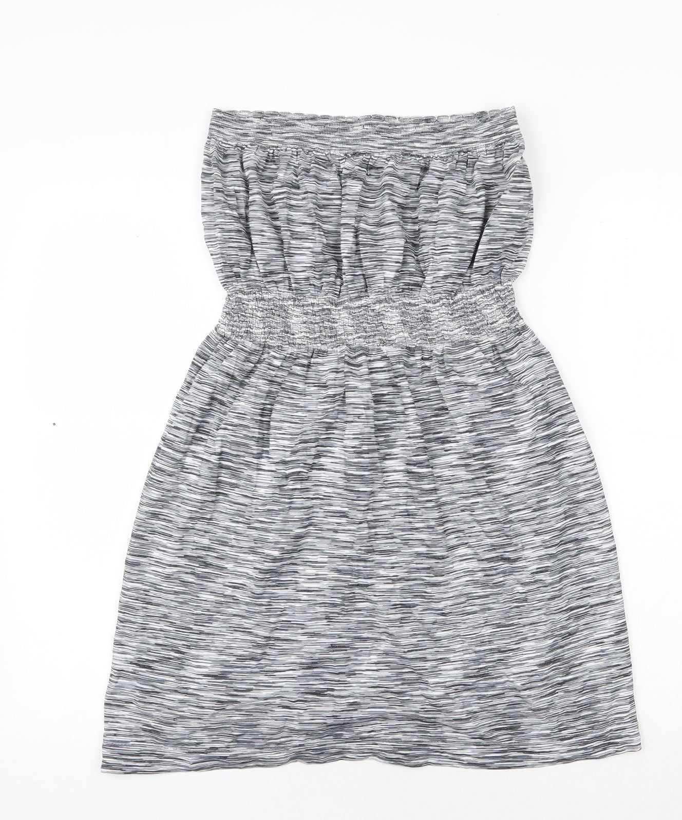 Ocean Club Womens Grey Polyester Mini Size L Off the Shoulder Pullover - Shirred Waist