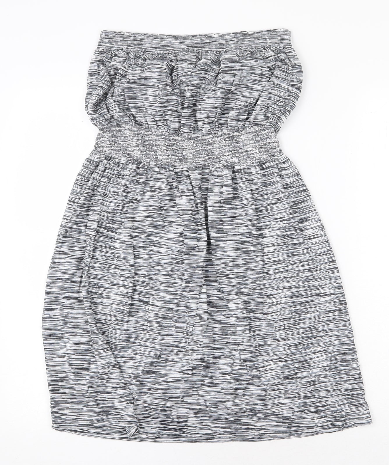 Ocean Club Womens Grey Polyester Mini Size L Off the Shoulder Pullover - Shirred Waist
