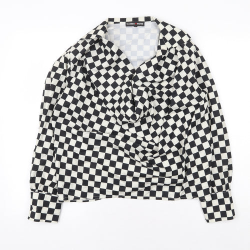 Cameo Rose Womens Multicoloured Check Polyester Basic Blouse Size 12 Collared