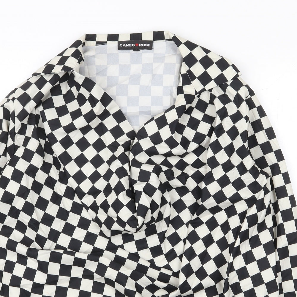 Cameo Rose Womens Multicoloured Check Polyester Basic Blouse Size 12 Collared