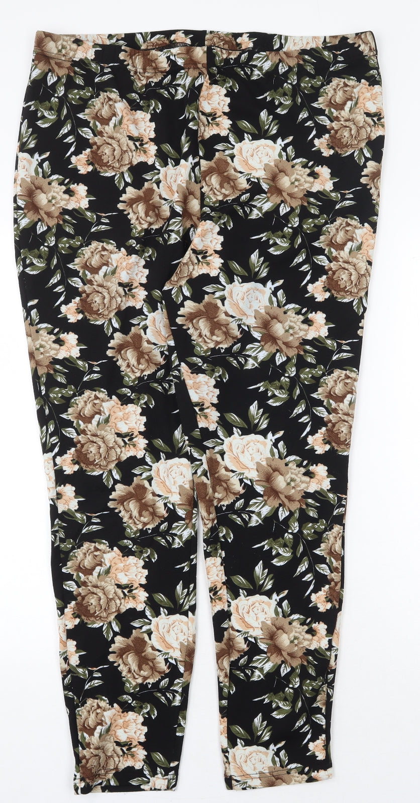 SheIn Womens Black Floral Polyester Trousers Size 3XL Regular
