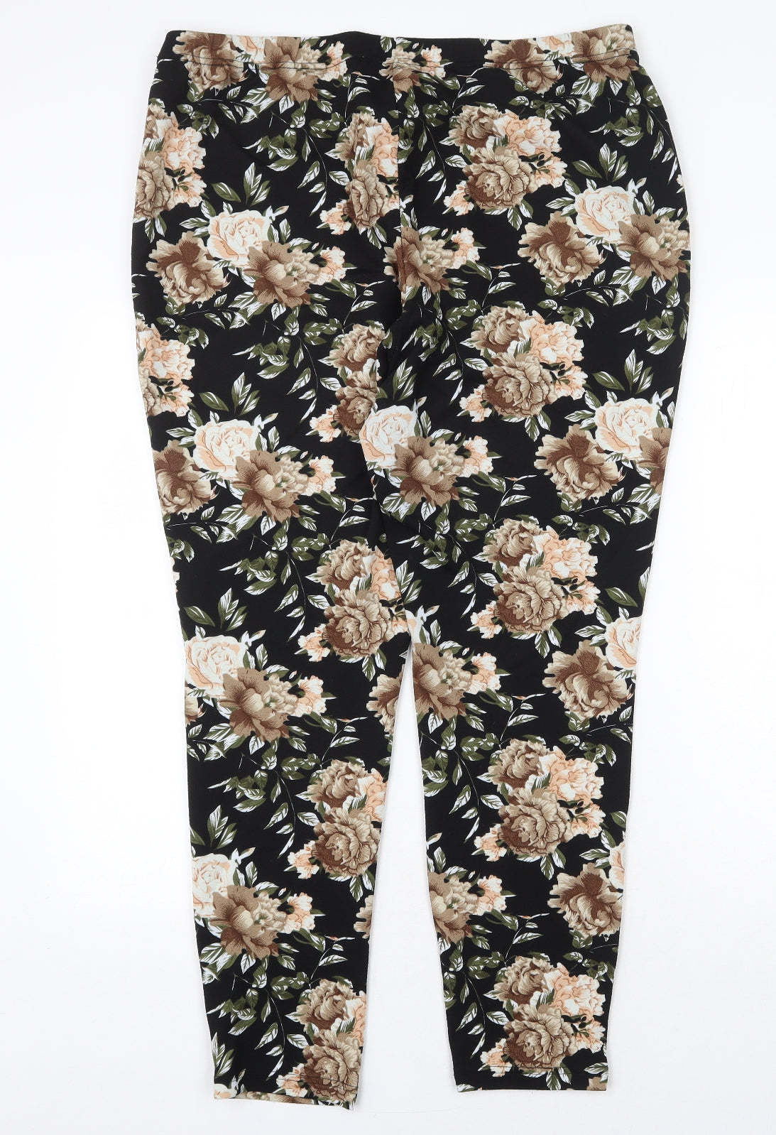 SheIn Womens Black Floral Polyester Trousers Size 3XL Regular