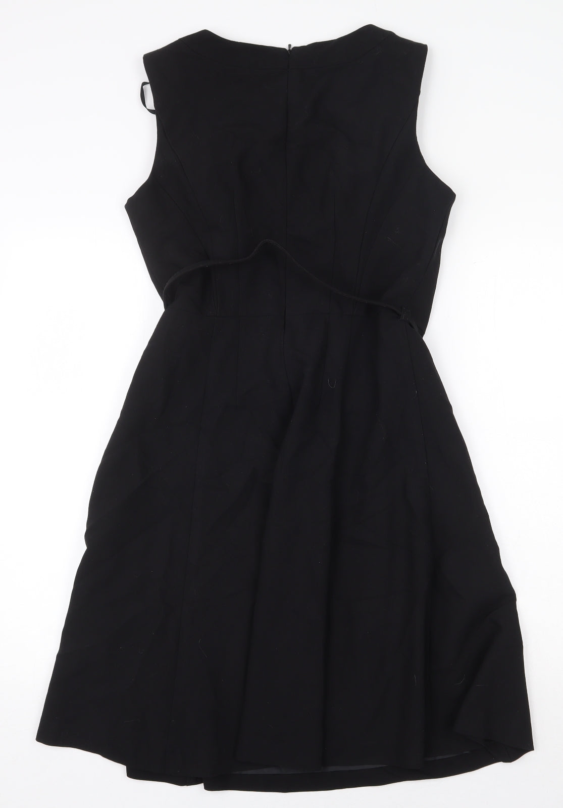 Principles Womens Black Polyester Skater Dress Size 12 Boat Neck Zip