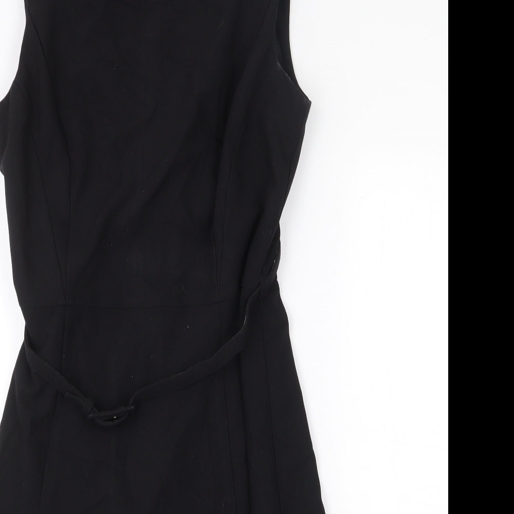 Principles Womens Black Polyester Skater Dress Size 12 Boat Neck Zip