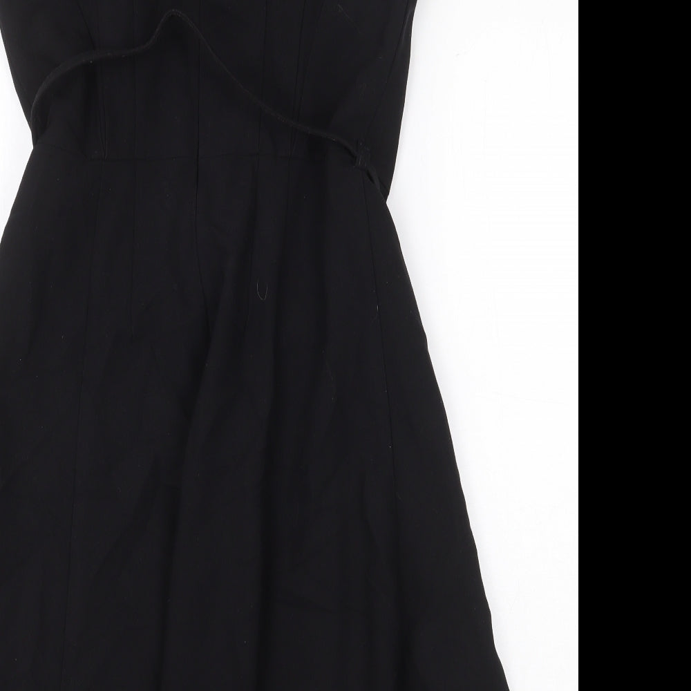 Principles Womens Black Polyester Skater Dress Size 12 Boat Neck Zip