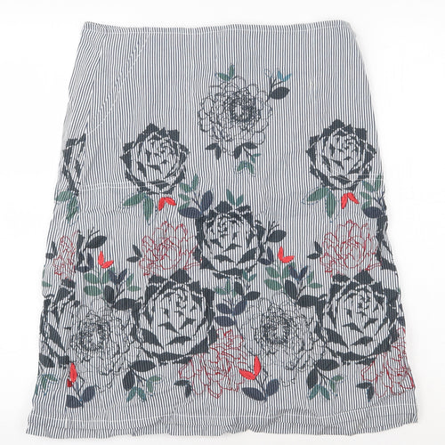 Mistral Womens Blue Floral Cotton Straight & Pencil Skirt Size 12 Zip