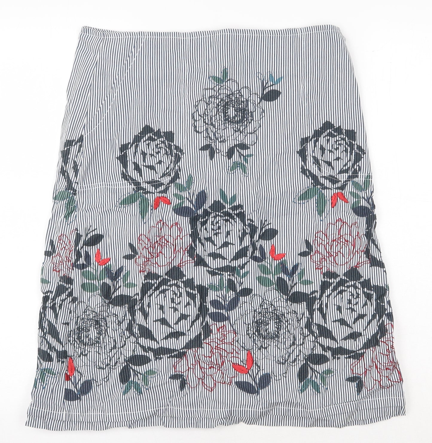 Mistral Womens Blue Floral Cotton Straight & Pencil Skirt Size 12 Zip