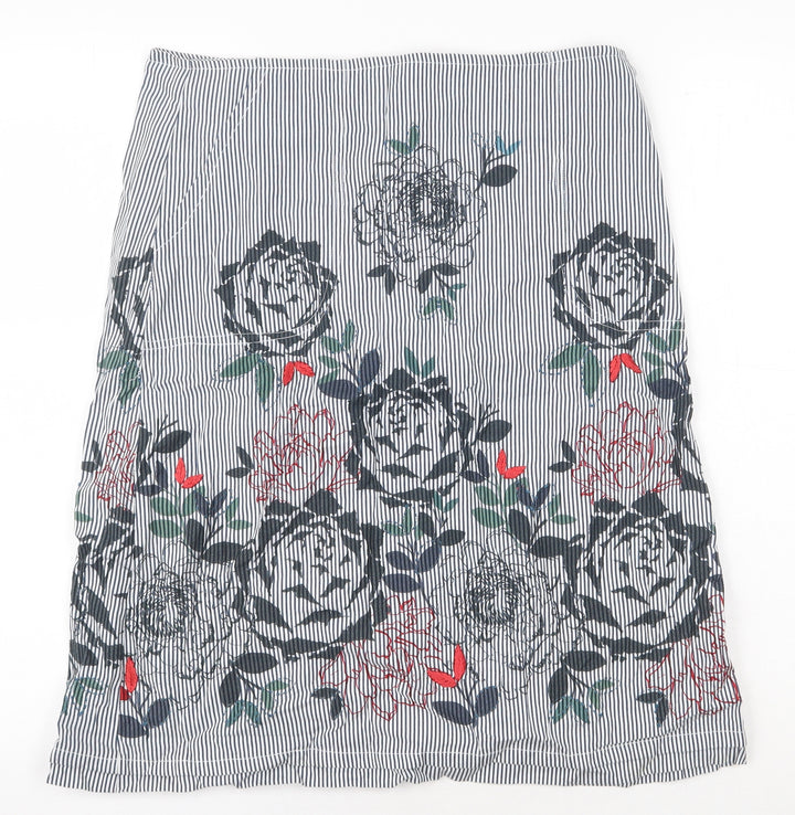 Mistral Womens Blue Floral Cotton Straight & Pencil Skirt Size 12 Zip