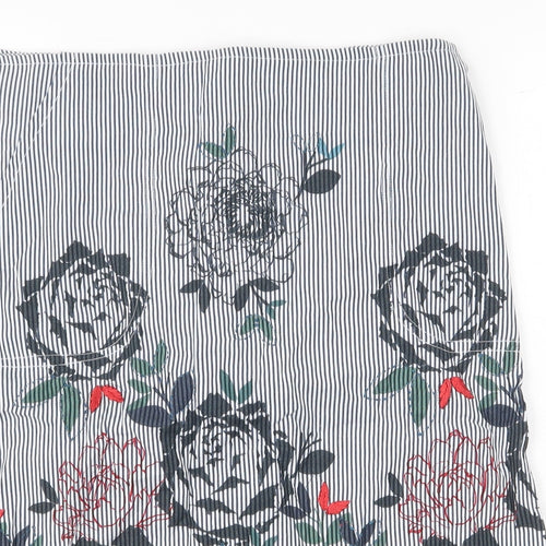 Mistral Womens Blue Floral Cotton Straight & Pencil Skirt Size 12 Zip