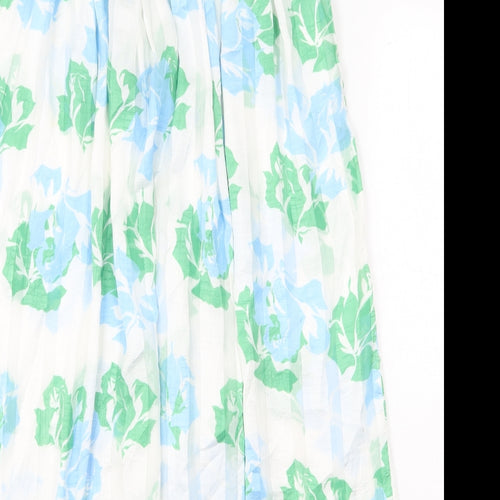 Preworn Womens White Floral Polyester Peasant Skirt Size 28 in Zip