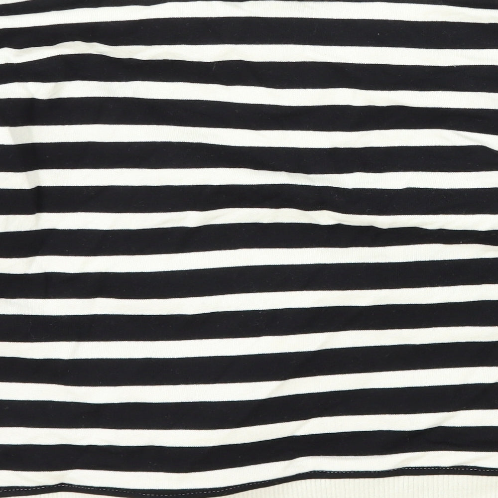 Marks and Spencer Womens White Collared Striped Cotton Pullover Jumper Size 8
