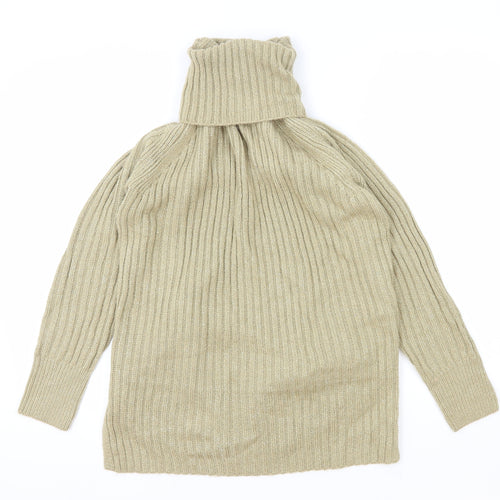 Marks and Spencer Womens Beige Roll Neck Acrylic Pullover Jumper Size S