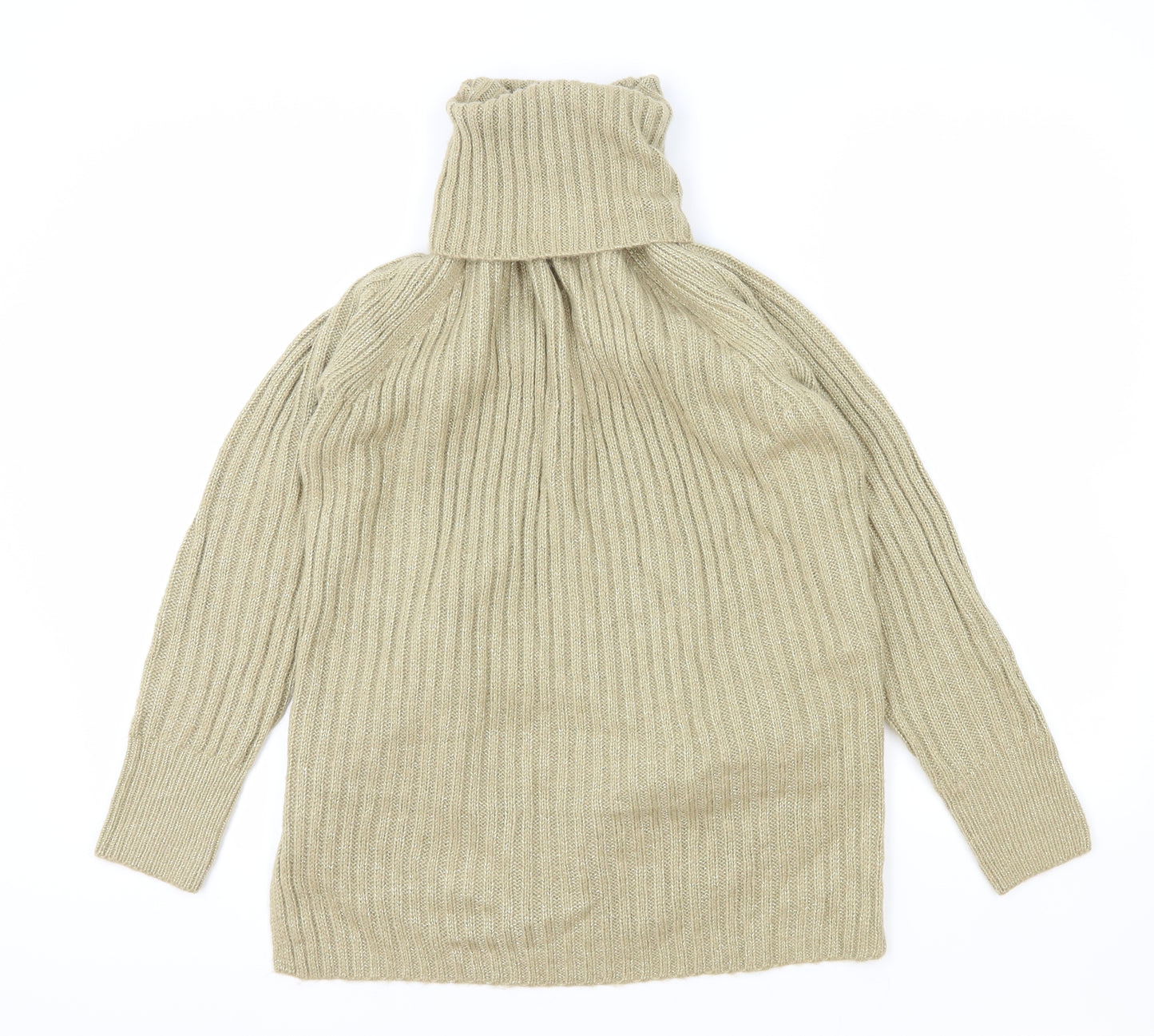 Marks and Spencer Womens Beige Roll Neck Acrylic Pullover Jumper Size S