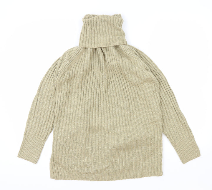 Marks and Spencer Womens Beige Roll Neck Acrylic Pullover Jumper Size S