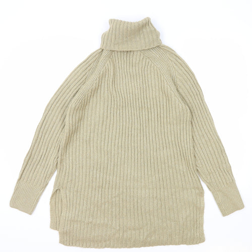Marks and Spencer Womens Beige Roll Neck Acrylic Pullover Jumper Size S
