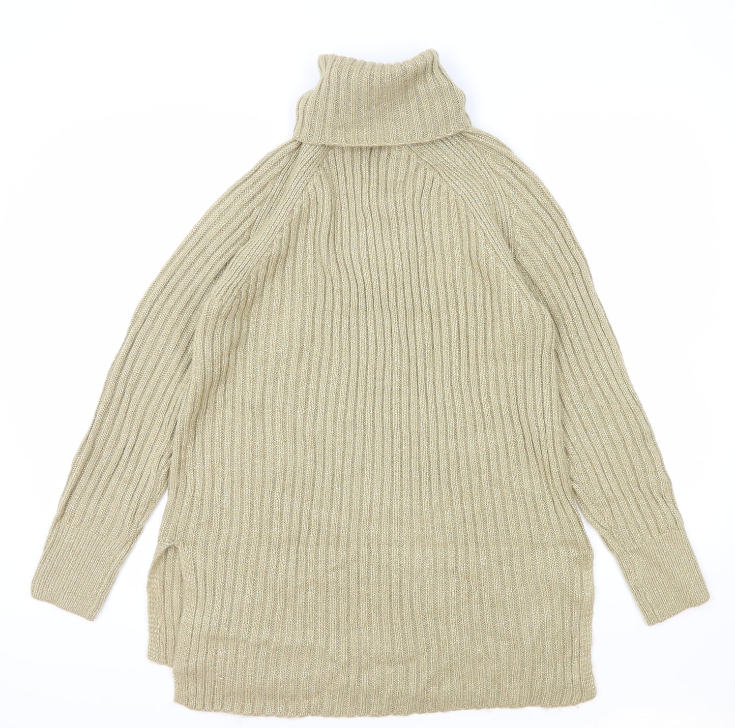 Marks and Spencer Womens Beige Roll Neck Acrylic Pullover Jumper Size S