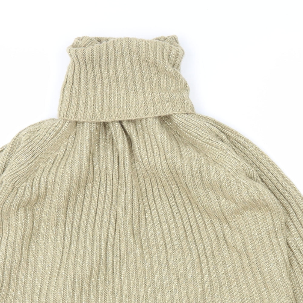 Marks and Spencer Womens Beige Roll Neck Acrylic Pullover Jumper Size S
