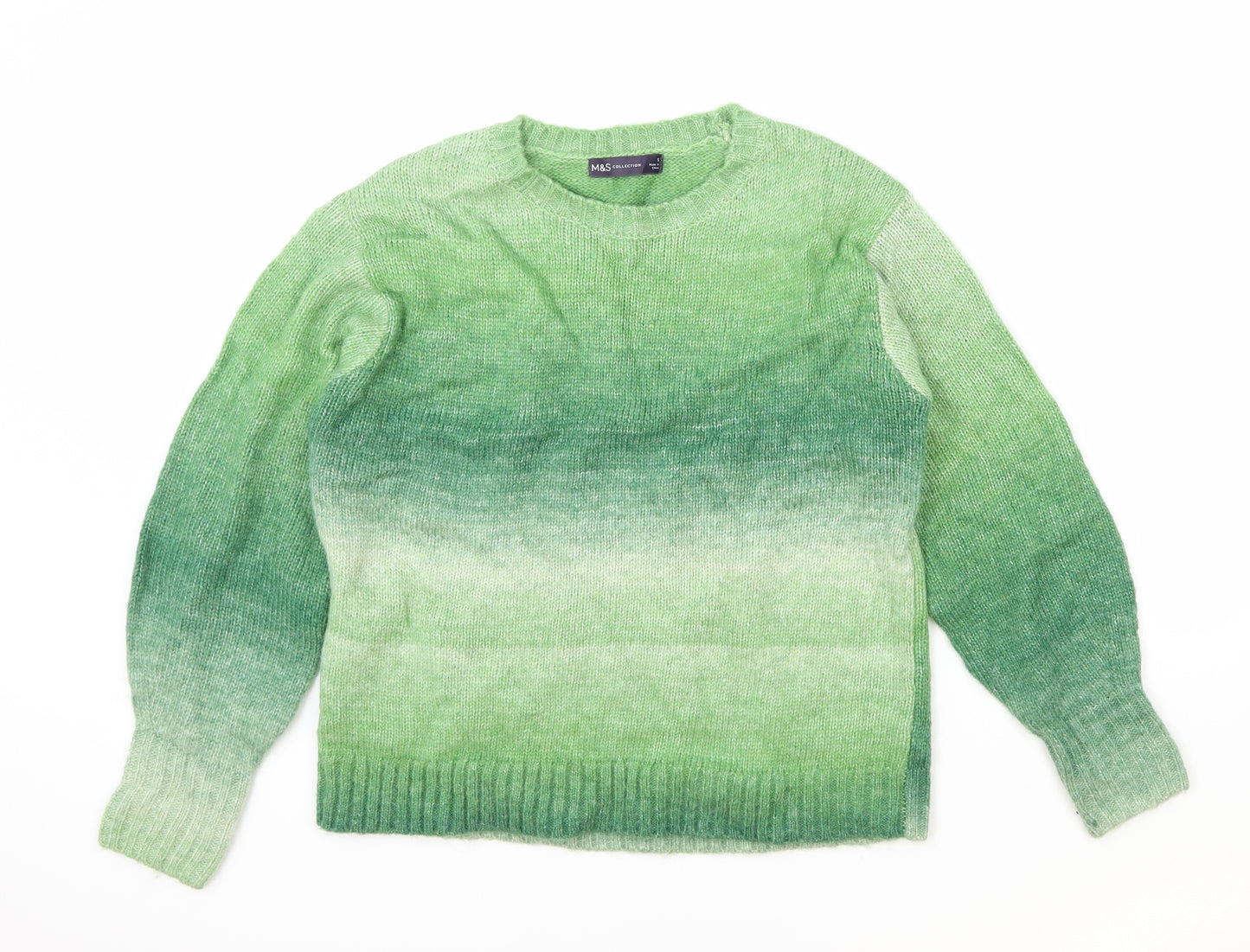 Marks and Spencer Womens Green Round Neck Acrylic Pullover Jumper Size S