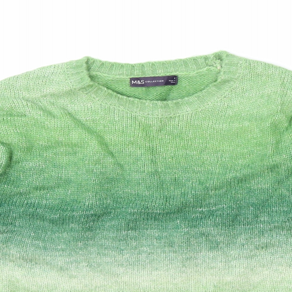 Marks and Spencer Womens Green Round Neck Acrylic Pullover Jumper Size S