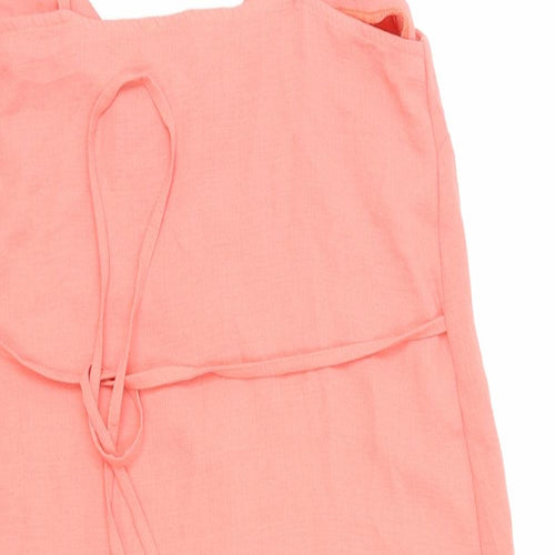 Primark Womens Pink Polyester Slip Dress Size 4 V-Neck Button