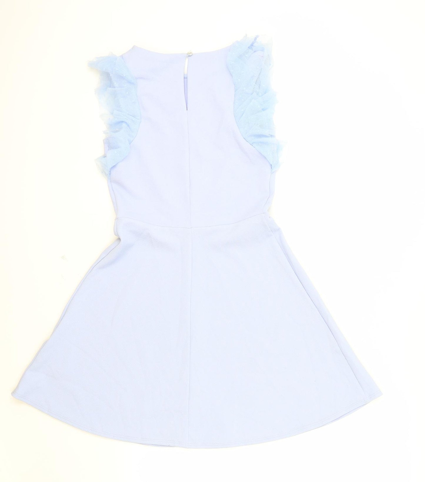 River Island Girls Blue Polyester A-Line Size 11-12 Years Round Neck Button