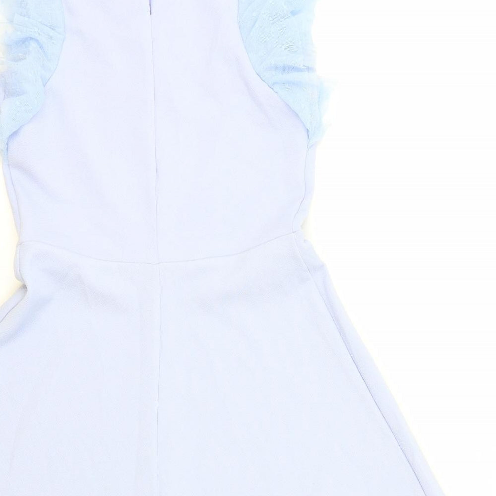River Island Girls Blue Polyester A-Line Size 11-12 Years Round Neck Button