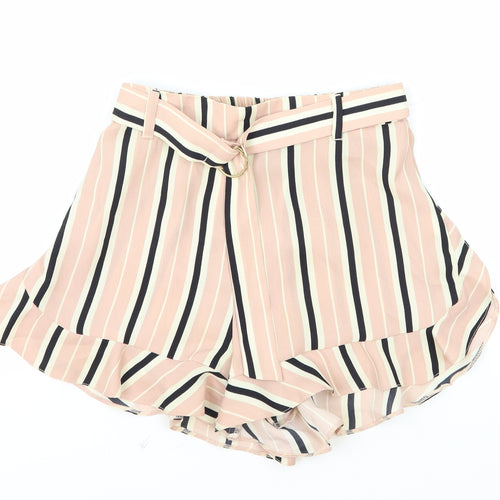 River Island Womens Pink Striped Polyester Sailor Shorts Size 6 L4 in Regular Pull On