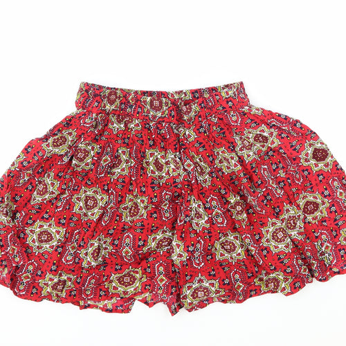 New Look Womens Red Geometric Viscose Bermuda Shorts Size 8 L4 in Regular Drawstring