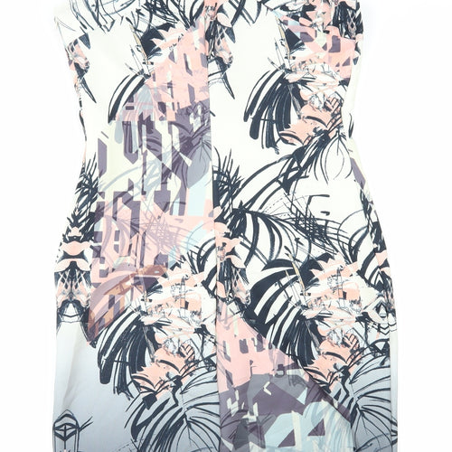 NEXT Womens Multicoloured Geometric Polyester A-Line Size 12 V-Neck Zip