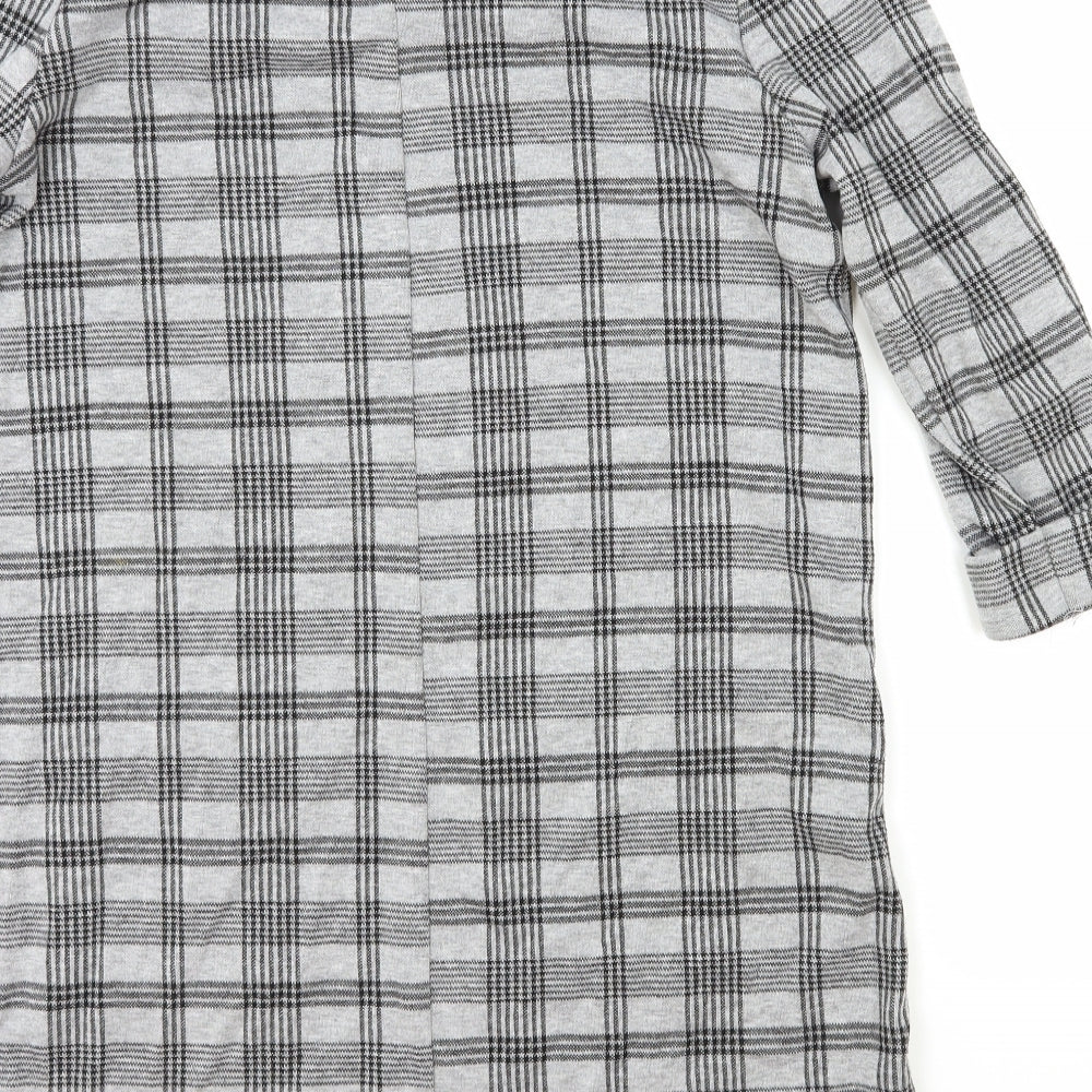 Primark Womens Grey Plaid Polyester Shift Size 12 Boat Neck Pullover