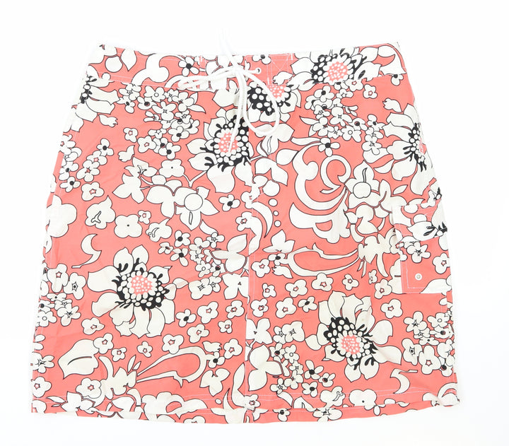 Denver Hayes Womens Pink Floral Polyester Mini Skirt Size L Drawstring