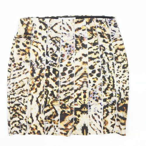 Zara Womens Multicoloured Animal Print Polyester Mini Skirt Size 4 - Leopard Print