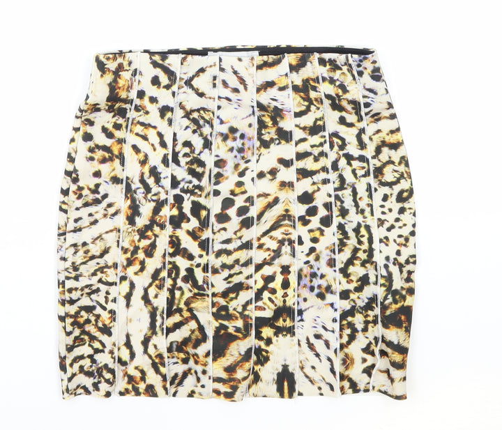 Zara Womens Multicoloured Animal Print Polyester Mini Skirt Size 4 - Leopard Print
