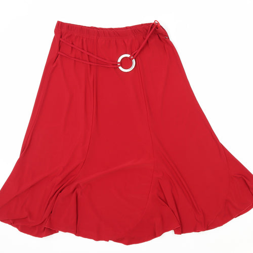 Alust Womens Red Nylon A-Line Skirt Size XL