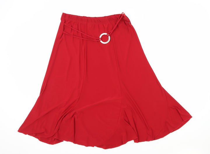 Alust Womens Red Nylon A-Line Skirt Size XL