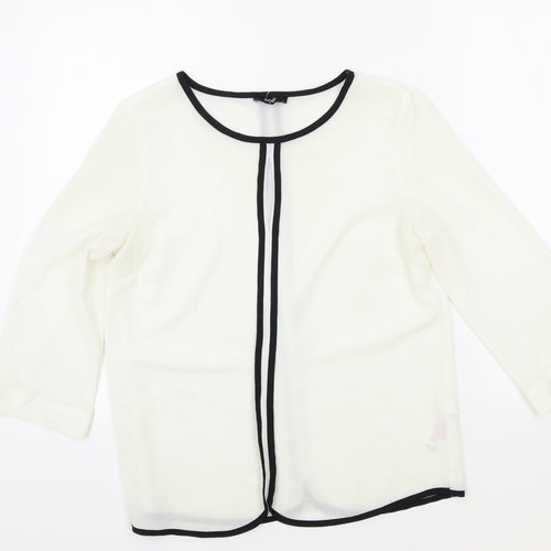 Wallis Womens White Polyester Basic Blouse Size S Scoop Neck
