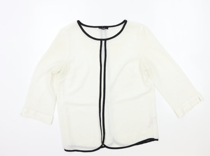 Wallis Womens White Polyester Basic Blouse Size S Scoop Neck