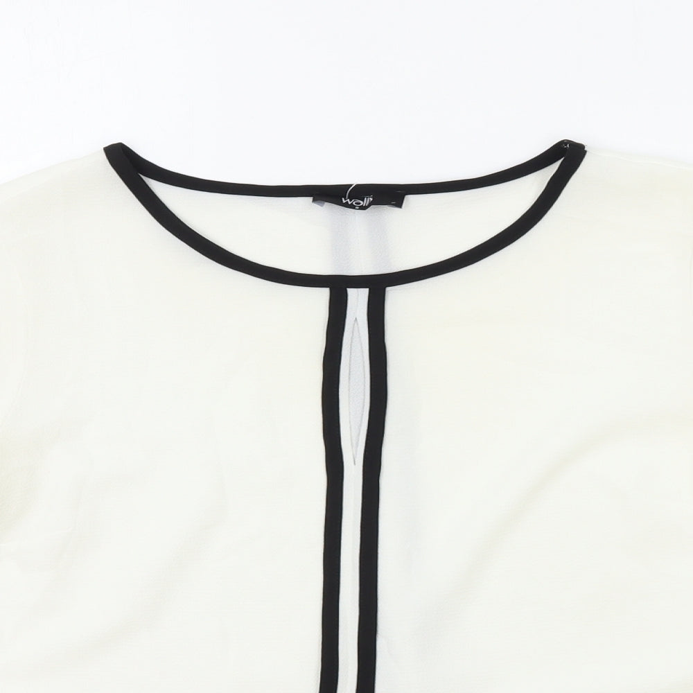 Wallis Womens White Polyester Basic Blouse Size S Scoop Neck