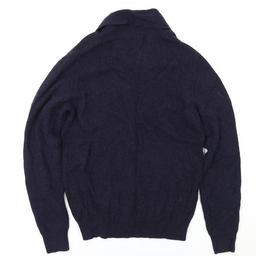 Paul Costelloe Mens Blue V-Neck Wool Cardigan Jumper Size L