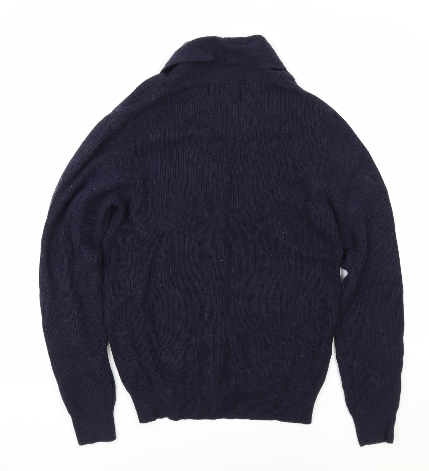 Paul Costelloe Mens Blue V-Neck Wool Cardigan Jumper Size L