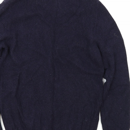 Paul Costelloe Mens Blue V-Neck Wool Cardigan Jumper Size L