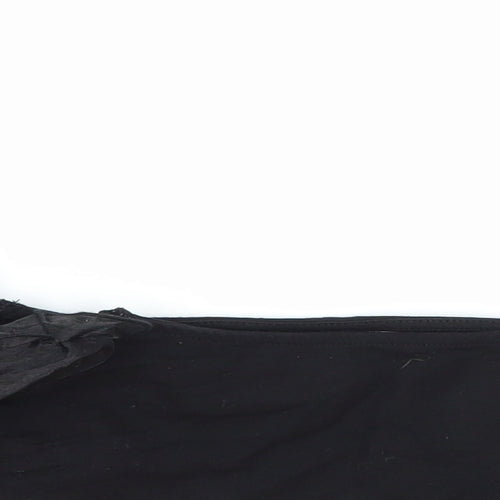 Topshop Womens Black Cotton Cropped Blouse Size 8 Square Neck - Puff Sleeve