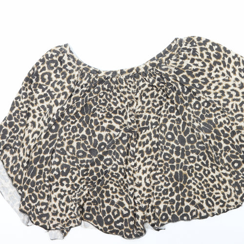 Chantelle Womens Multicoloured Animal Print Polyester Cropped Blouse Size M Boat Neck - Leopard Print Batwing