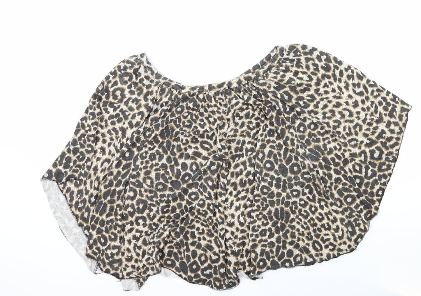 Chantelle Womens Multicoloured Animal Print Polyester Cropped Blouse Size M Boat Neck - Leopard Print Batwing