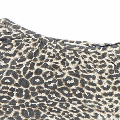 Chantelle Womens Multicoloured Animal Print Polyester Cropped Blouse Size M Boat Neck - Leopard Print Batwing