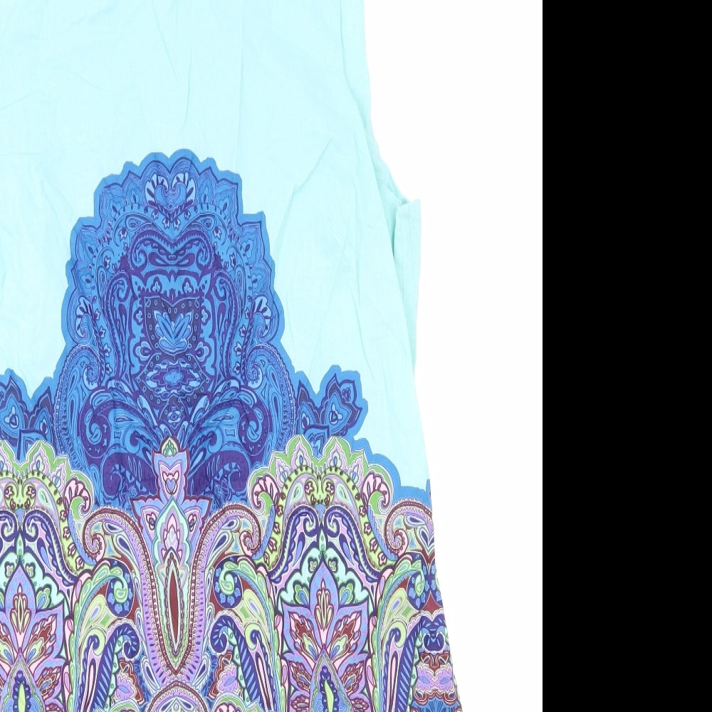Be Beau Womens Blue Paisley Polyester Shift Size 16 Boat Neck Zip