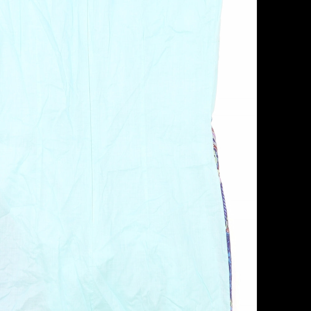 Be Beau Womens Blue Paisley Polyester Shift Size 16 Boat Neck Zip