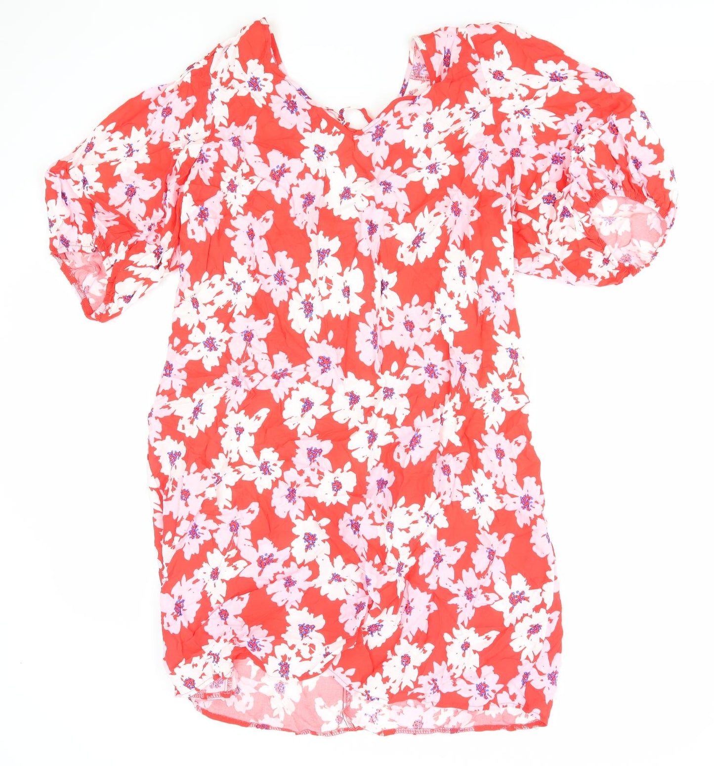 George Womens Red Fair Isle Viscose A-Line Size 16 V-Neck Pullover