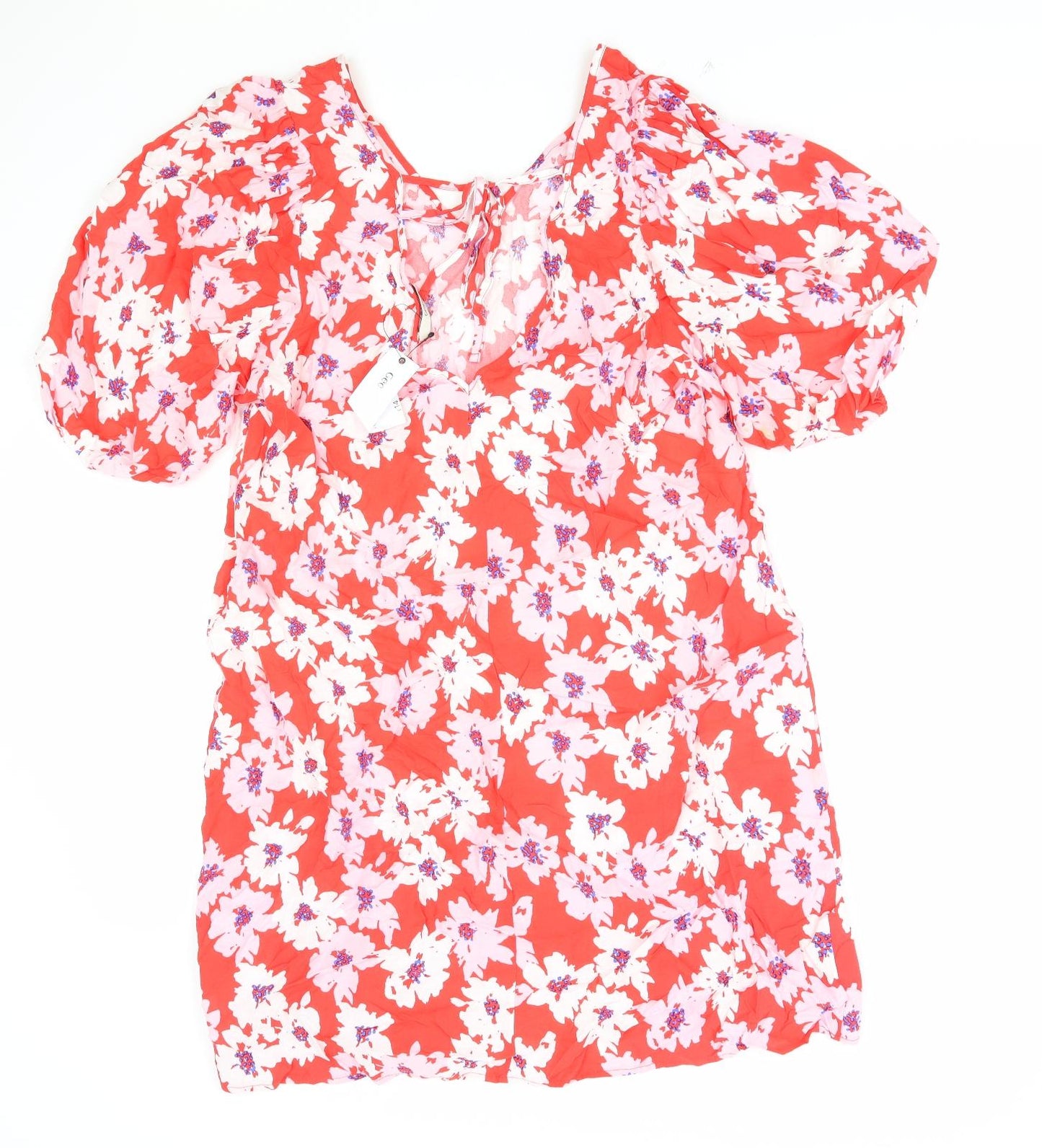 George Womens Red Fair Isle Viscose A-Line Size 16 V-Neck Pullover